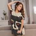 thumbnail image 3 of Zufioo Retro Raccoon Graphic Print Print Women's Nightgown, Round Neck Short-sleeved Pajamas, Home Wear Suitable for Home and Outing, 3 of 6