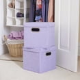thumbnail image 2 of Household Essentials Storage Bins with Lids and Chromed Grommet Handles, Set of 2, Light Purple Textured Linen Look, Fits Standard Cube Shelves, 2 of 5