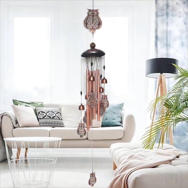 Xihbxyly Carillón de Viento de Cobre Hecho a Mano, Artesanía Única, Diseño Armonioso de Aluminio y Hierro, Elegante Decoración para El Hogar, Reflejo de La Luz Solar, Jardín, Balcón, Sala de Estar, 9