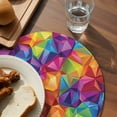 thumbnail image 3 of Colorful Geometric Round 13 Inch Placemats Set of 8, Modern Rainbow Ombre Abstract Art HeatResistant Non Slip Place Mats for Dining Table, Wipeable Braided Kitchen Table Mats for Housewarming, 3 of 9