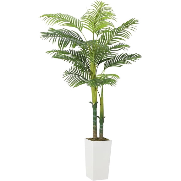 5FT Artificial Palm Tree with Planter - Realistic Fake Palm Plant for Indoor Outdoor Home Decor - Tropical Artificial Tree for Living Room, Office, Party