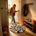 thumbnail image 3 of 15.7in Halloween 3D Witch Illusion Area Rug, Candy Corn Abyss, Quilted Round Doormat, Soft Durable, Non-, Home Haunted House Party Decor, 3 of 6