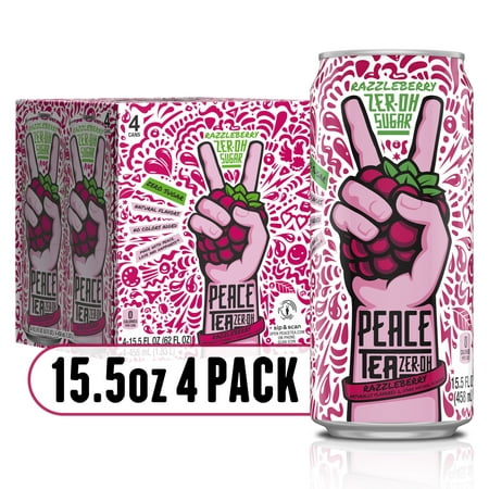 Peace Tea Zer-OH Razzleberry Cans, 15.5 fl oz, 4 Pack