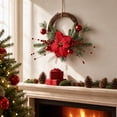 thumbnail image 6 of Bcylexb Christmas Rattan Wreaths for Front Door, 13.8" Artificial Poinsettia Wreaths with Red Ball Ornaments Hanging Door Wreath for Wall Window Porch Winter Decor, 6 of 8