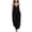 Black, variant on Womens Solid Color Adjustable Buckle Spaghetti Strap V Neck Zipper Jumpsuit with Side Pockets Slim Fit Full Length One Piece Pants