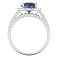 thumbnail image 4 of 2.56 ct Brilliant Round Cut Tanzanite 18K White Gold Halo Solitaire with Accents Engagement Bridal Wedding Ring Band Set size 10.75, 4 of 7