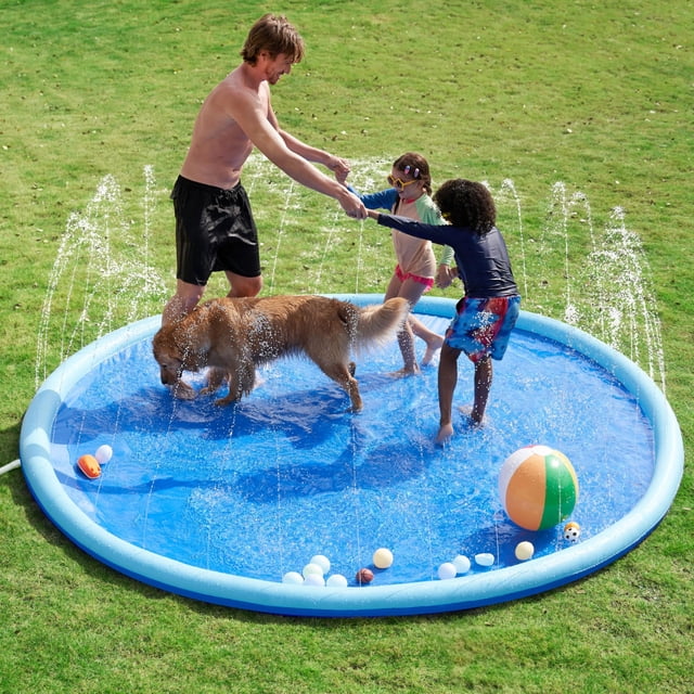 Aspersor antideslizante Splash Pad Sloosh de 10 pies para niños, color azul