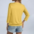 thumbnail image 4 of 3/4 Length Sleeve Womens Tops Summer V Neck Loose Fit Shirts Casual Banded Bottom Blouses Yellow M, 4 of 4