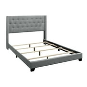 Home Design Brady Queen Tufted Wingback Upholstered Panel Bed Frame, Silver Gray-Velvet (Diamond)