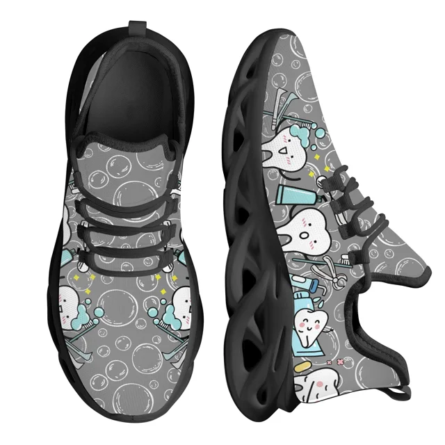 Zapatos casuales para mujer con diseño de dentista, con divertidos dientes, planos, con cordones, transpirables, para caminar en la playa, nueva moda.