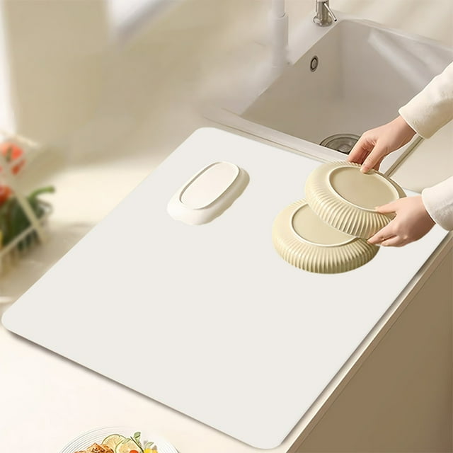 Fiudx Esterilla de Diatomeas, Versátil Almohadilla para Secar Platos de Cocina, Resistente a Altas Temperaturas, Organizador de Refrigerador Fácil de Limpiar, Ideal para Cajones de Encimera, Ahorra E