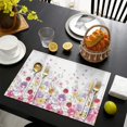thumbnail image 3 of Pioneer Flower Floral Print Pattern Summer Placemats Table Placemats Set Of 6-Linen Kitchen Washable Placemats Table Mats 12x18 Inch Non-Slip Heat Resistant, 3 of 5