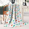 thumbnail image 2 of Colorful Cartoon Dinosaurs Bright Shapes Pattern Blanket,Comfortable Soft Lamb Wool Throw Blanket,All Season,Warm Lightweight Blankets for Sofa Bed Couch Living Room Chair,60"x80", 2 of 4