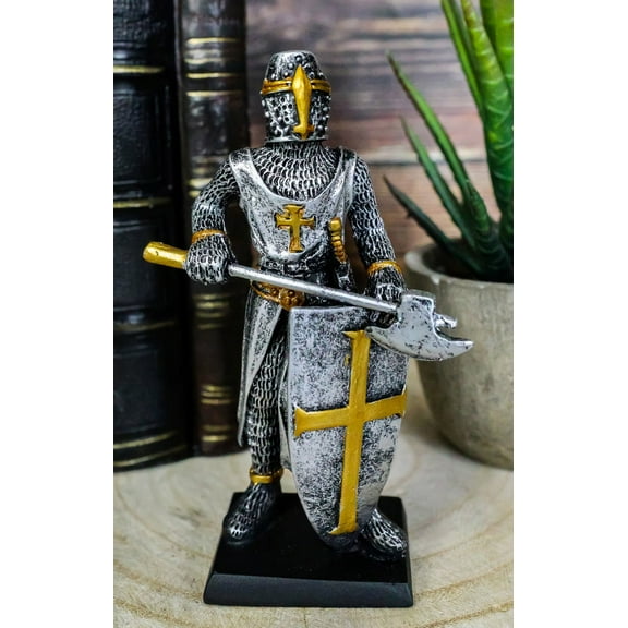 Medieval Knight Crusader Axeman Dollhouse Miniature Figurine 4" H Suit of Armor