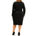 thumbnail image 3 of GRACE & GRANDEUR Robe Fourreau Grande Taille pour Femmes Bureau Travail Robe à Manches Longues Noir 3X, 3 of 5