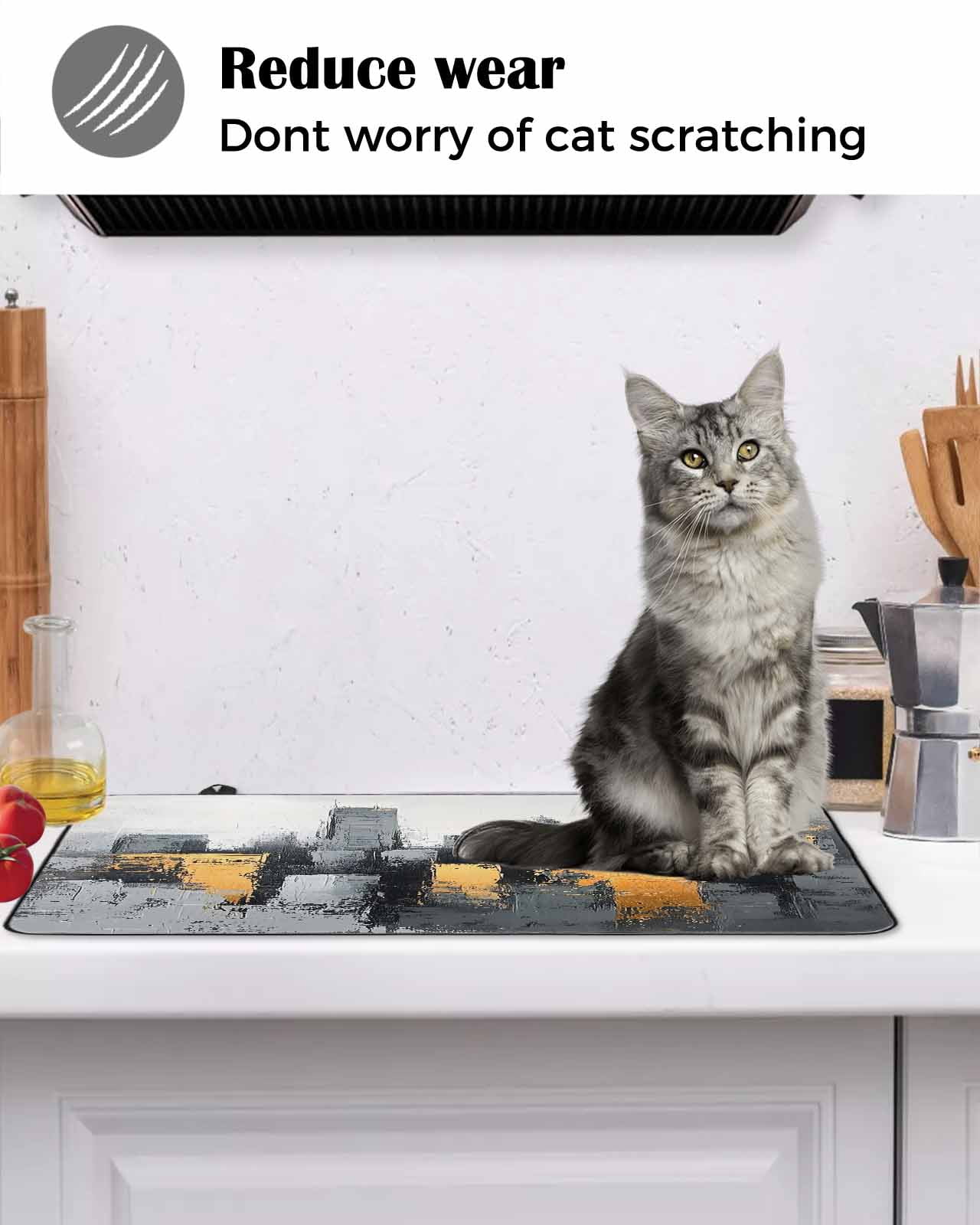 nqOlkjepod Large Induction Cooktop Protector Mat 24"x21", City Building Stove Top Covers for Electric Stove, Modern Chic Abstract Oil Painting Art Stove Burner Cover Mats, Glass Top Stove Cover
