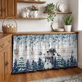 thumbnail image 3 of Blue Snowman Christmas Cabinet Curtain 32"Wx55"L,Dustproof Pantry Door Curtain W/ Self Adhesive Tape,Xmas Snowflake Eucalyptus Leaves Wooden Tall Storage Cover Privacy Drape for Bathroom Kitchen, 3 of 9