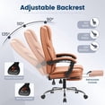 thumbnail image 4 of Vyrox Ergonomic Executive Office Chair with Massage Lumbar Support & Footrest, Reclining High-Back PU Leather Desk Chair, Brown, 4 of 7