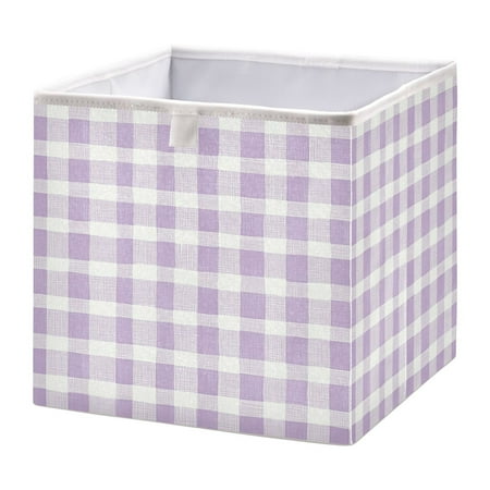 Open Home Storage Bins Durable Foldable Fabric Organizers for Clothes Toys Books 15.75x10.63x6.96 in Light Purple Plaid