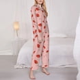 thumbnail image 3 of Haiem Strawberry Pattern Women’s Long-sleeve Sleepwear,Sleepwear Set,2-piece Loungewear Set,Soft PJs Comfy Nightwear with Pockets-, 3 of 7