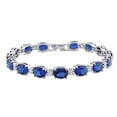 thumbnail image 1 of 32 Carat (ctw) Lab-Created Blue & White Sapphire Bracelet in Sterling Silver (7  Inches), 1 of 3