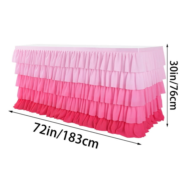 Mantel plisado de 5 capas, 1,8 m, para fiestas, banquetes, mantel con volantes multicapa, tela lavable, decoración para mesas de diferentes formas.