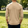 thumbnail image 3 of Dweltoz Men's Henley Shirts Long Sleeve 3 Button Casual Basic Solid Pullover Shirt Soft Comfortable Lightweight Classic Tee Tops,Light Brown S, 3 of 5
