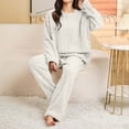 thumbnail image 3 of Sentuca Womens Pajamas Fuzzy Winter Warm Pullover and Pants Fleece Loungewear Soft 2 Piece Sleepwear Sets Beige, 3 of 8