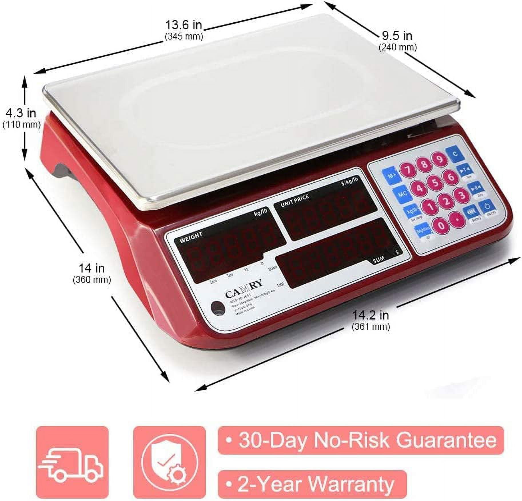 VEVOR Electronic Price Computing Scale, 66 LB Digital Deli Weight Scales,  LED Digital Commercial Food Scale DZJJC66BCDCDEUZOVV1 - The Home Depot
