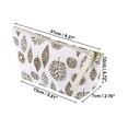 thumbnail image 2 of 1 Pc Bolsa Cosmética Pequeña para Mujeres con Hojas para Viaje Vacaciones Baño Blanca Marrón Lona, 2 of 3