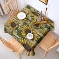 thumbnail image 2 of Yellow Green Leaf Sunflower Pattern Square Tablecloth,Waterproof Square Table Cover,Wipeable Spillproof Washable Table Cover for Home Kitchen Party Decor 52"x52"(132x132cm), 2 of 6