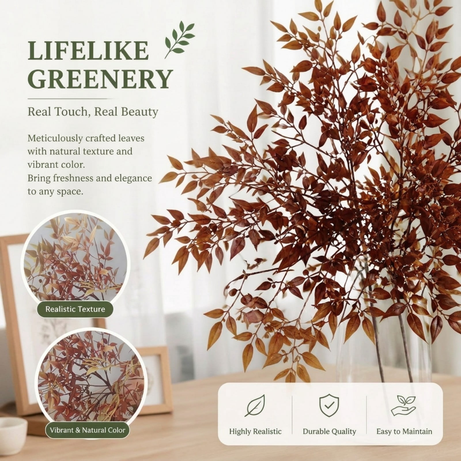 BEAUTYPEAK 5.9FT Artificial Plant Fake Indoor Red Nandina Plant Decorative Outdoor Greenery in White Pot