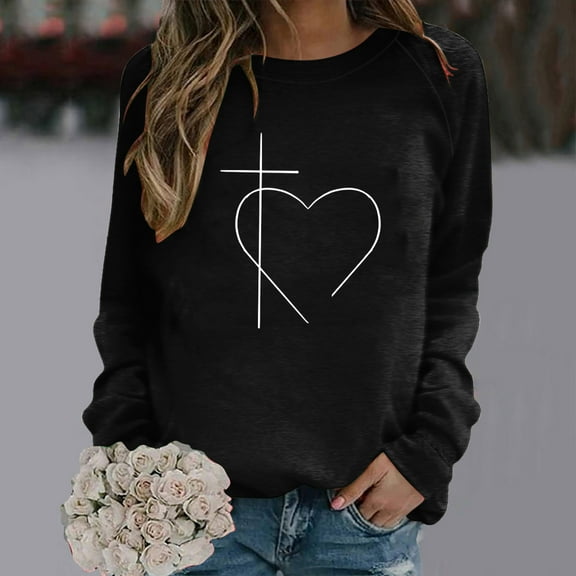 Idoravan Easter Clearance Fashion Women's Casual Long Sleeved Round Neck Printed Women's Sports Shirt Tops