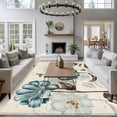thumbnail image 3 of Blue Tulip Area Rugs 8'x10', Washable Small Throw Rugs for Living Room Patio, Vintage Floral Leaves Butterfly Plants Beige Indoor Outdoor Rug Non-Slip Low Pile Carpet Runner Reversible Floor Mats, 3 of 8