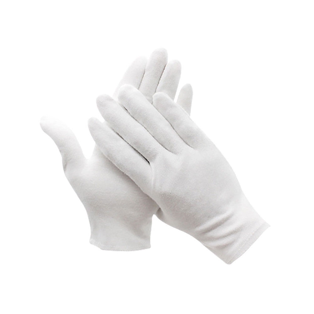 12 Pairs Practical White Cotton Gloves Hand Moisturizing Work Soft Lightweight Work Gloves for Coin Jewllery Inspection 