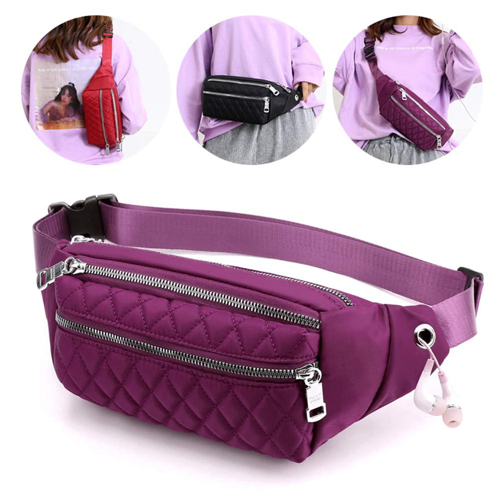 Best Purple Quilted Waist Bag Waterproof Designer Waist Bag for Women ...