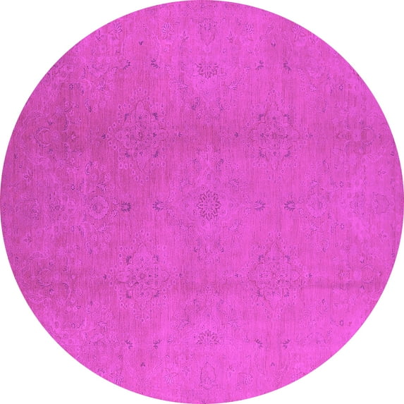 Ahgly Company Indoor Round Oriental Pink Industrial Area Rugs, 7' Round