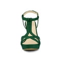 thumbnail image 6 of BLISSFUL STEP Women T Strap Slingback Platform Stiletto Heel Sandals Emerald Green 6.5, 6 of 7