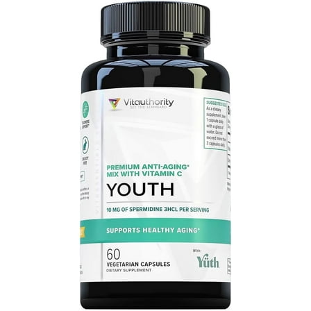 Vitauthority Pure Spermidine Supplement with Vitamin C for Men and Women, 60 Capsules