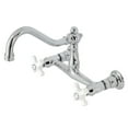 thumbnail image 3 of Kingston Brass  Vintage Two-Handle 2-Hole Wall Mount Bathroom Faucet Polished Nickel Polished, 3 of 5