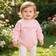 thumbnail image 2 of Gerichy Newborn Baby Girl Outfit Letters Embroidery Sweatshirt Bubble Romper Cute Long Sleeve Bodysuit 0-18 Months, 2 of 7