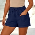 thumbnail image 2 of hlysgo Bermuda Shorts for Women Comfort Soft Fit Elastic Drawstring Waist Short Summer Beach pull On Short with Pockets Navy,XL, 2 of 6