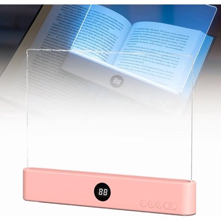 Smart LED Book Light Rechargeable Flat Reading Lamp Student Eye Protection Night Light Dimmable Panel Plate Lamp with 3 Colors & Timer Funny Gifts for Readers Women Men(Pink)