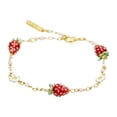 thumbnail image 3 of Pulsera de fresa para mujer, pulsera de eslabones para novia, madre, regalo de cumpleaños Rojo, 3 of 8