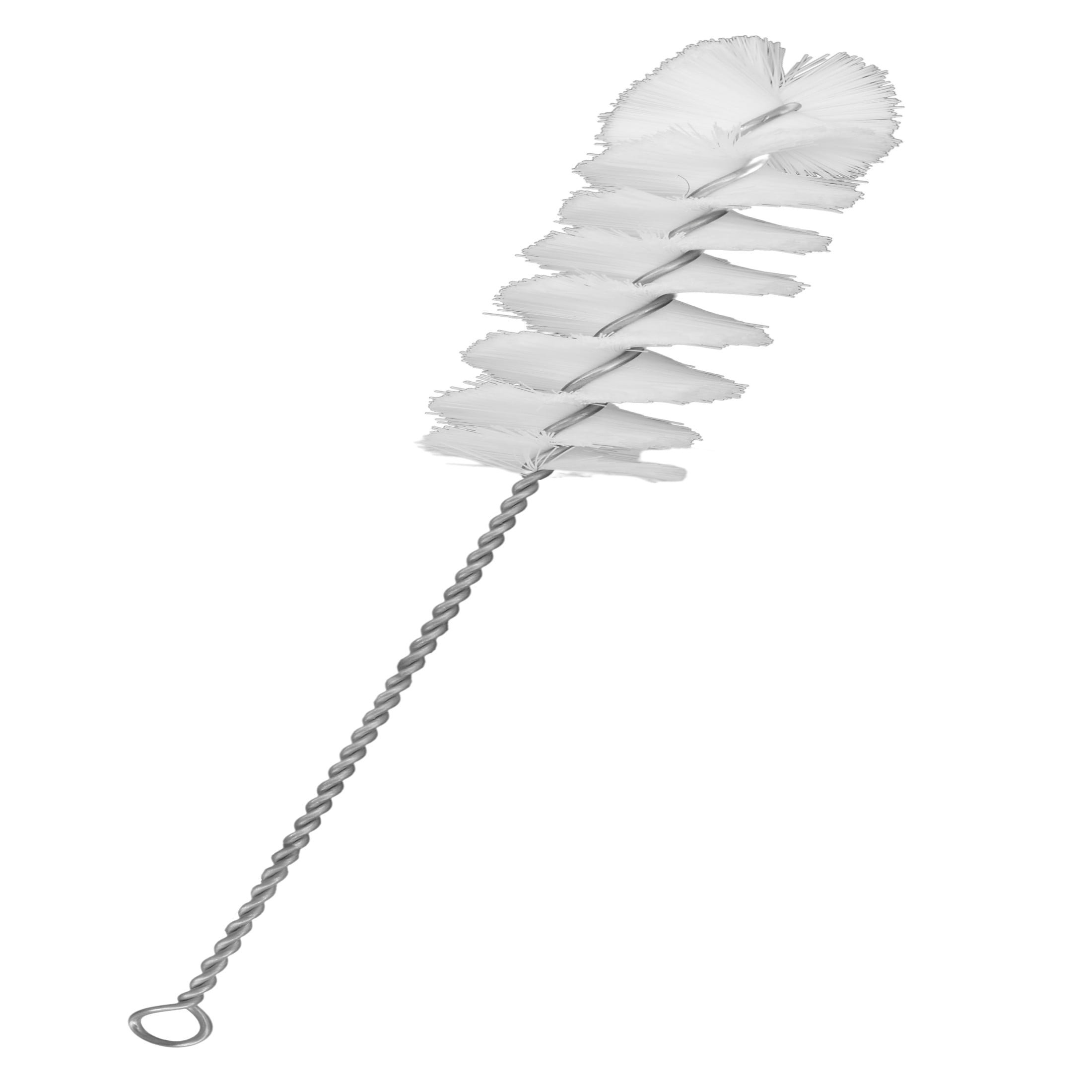 12PK Nylon Cleaning Brushes with Fan-Shaped Ends, 9.25" - Twisted Stainless Steel Wire Handle - Ideal for 0.3" - 0.5" Diameter Tubes, Bottles, Cylinders, Flasks, Straws - Eisco Labs