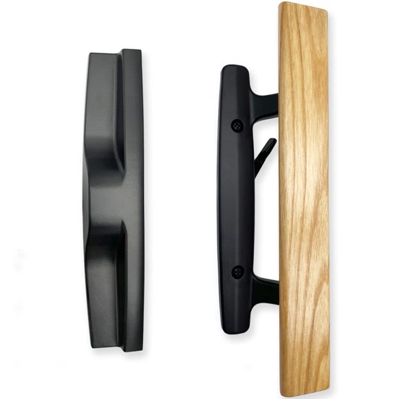 Juego de manija para puerta corrediza de patio ALLYWASAI estilo mortise, negro