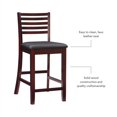 thumbnail image 2 of Linon Triena Wood Ladder Back Faux Leather Seat 25" Counter Stool in Merlot, 2 of 15