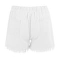 thumbnail image 7 of LIIPEE Women Jean Shorts Elastic High Waisted Drawstring Tassels Denim Shorts With Pockets Female Stylish Hiking Travel Jogging Shorts,White,M, 7 of 7