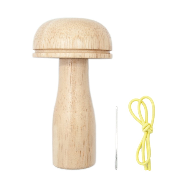 YEUHTLL Chubby Mushroom Shape Needles Holder Solid Wooden Darning Mushroom Sewing Tools