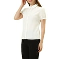 thumbnail image 4 of INSPIRE CHIC Women's Chic Tops Peter Pan Collar 1950s Vintage Button Down Cotton Blouses L White, 4 of 6